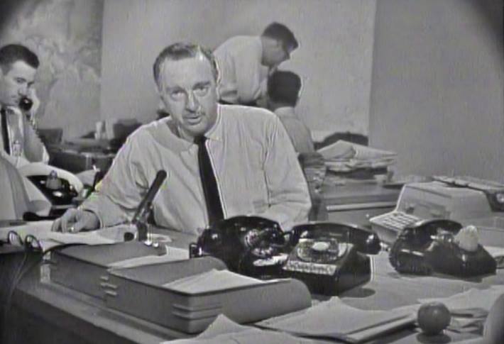 Walter Cronkite, CBS News headquarters in New York, November 22, 1963