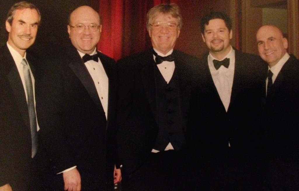 At the 2008 Radio Hall of Fame dinner (from left): John Gehron, Robert Feder, Larry Lujack, Mancow Muller and David Plier