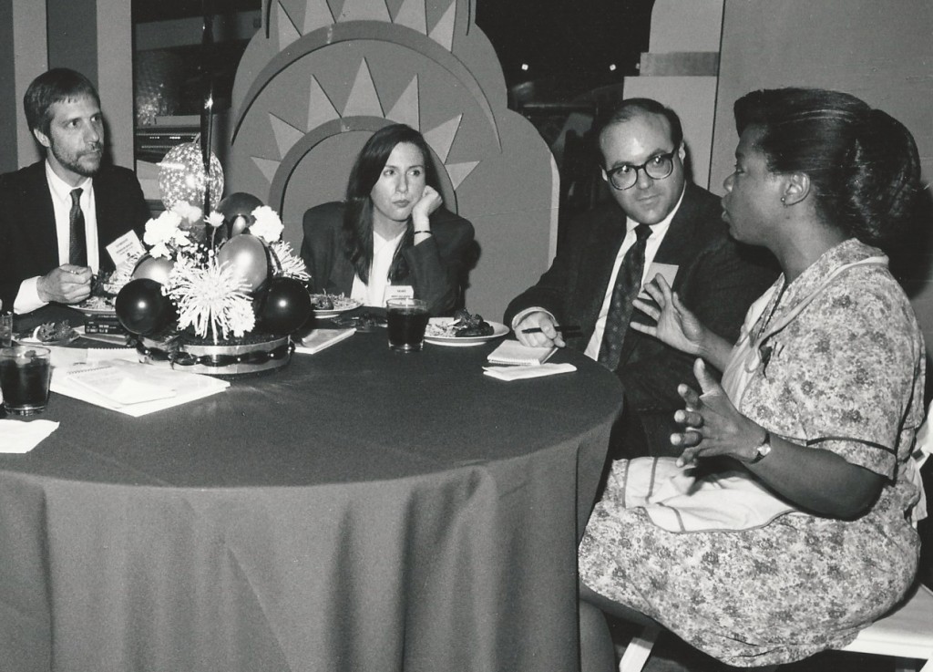 Oprah meets the press: Writers Gordon Walek, Mary Gillespie and Robert Feder with Oprah Winfrey (March 14, 1990)