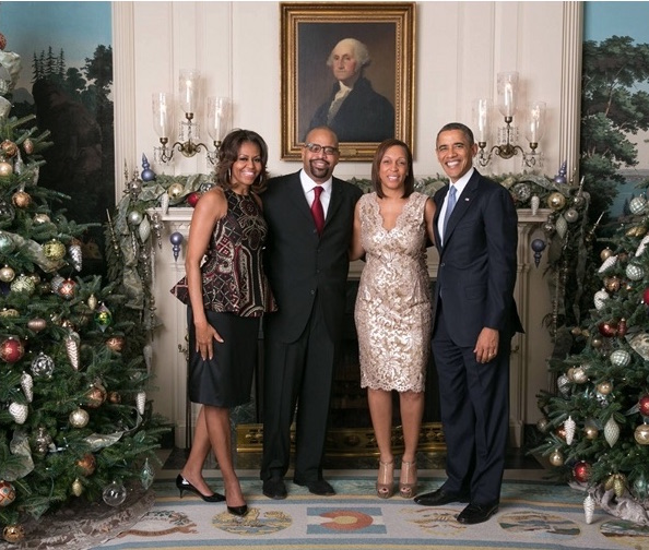 Michelle Obama, Doug Banks, Wendy Banks and President Barack Obama (2013)